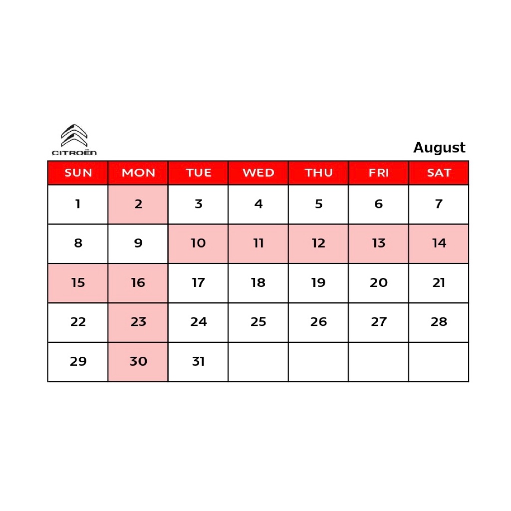 8月定休日のご案内